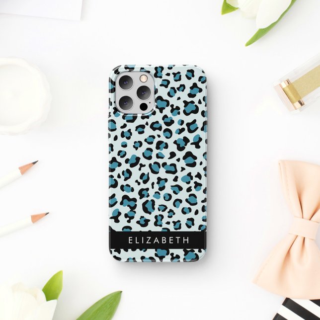 Leopardendrucke, Spots, Blauer Leopard, Ihr Name iPhone 16 Hülle (Von Creator hochgeladen)