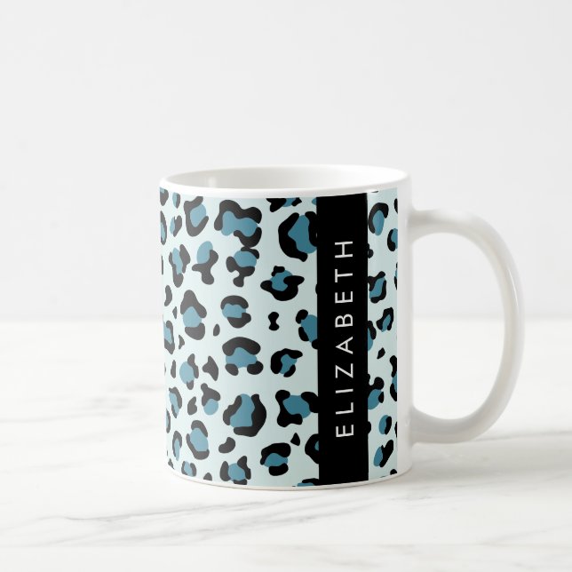 Leopardendrucke, Spots, Blauer Leopard, Ihr Name Kaffeetasse (Rechts)