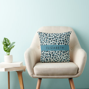 Leopardendrucke, Spots, Blauer Leopard, Ihr Name Kissen
