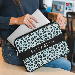 Leopardendrucke, Spots, Blauer Leopard, Ihr Name Laptopschutzhülle