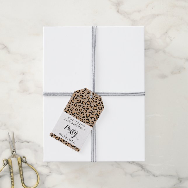 Leopardendrucke, Spots, Brauner Leopard, Geburtsta Geschenkanhänger (Mit Garn)