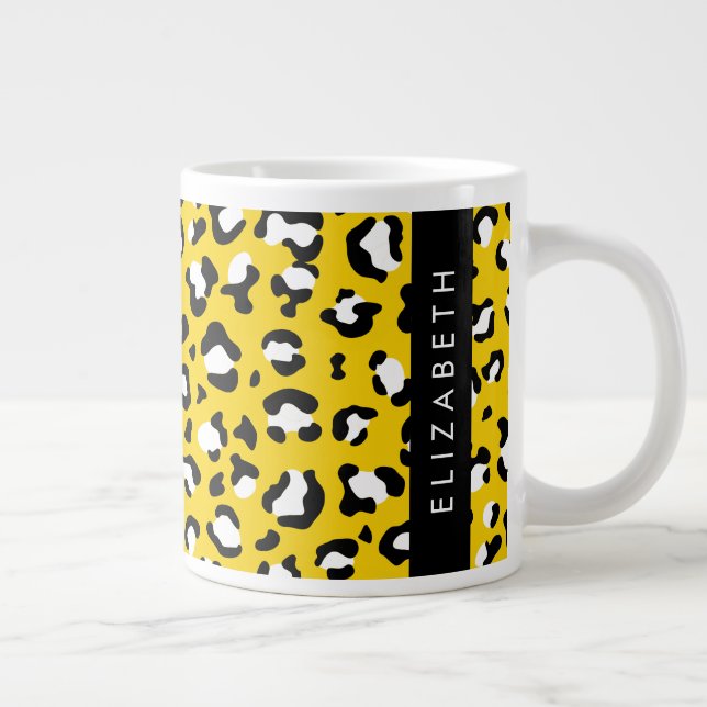 Leopardendrucke, Spots, Gelber Leopard, Ihr Name Jumbo-Tasse (Rechts)