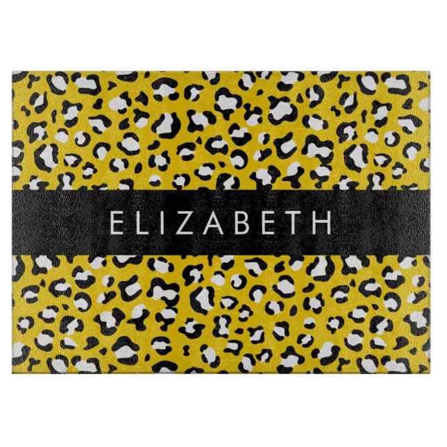 Leopardendrucke, Spots, Gelber Leopard, Ihr Name Schneidebrett (Vorderseite)
