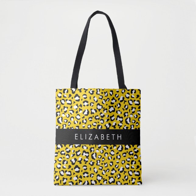 Leopardendrucke, Spots, Gelber Leopard, Ihr Name Tasche (Vorderseite)