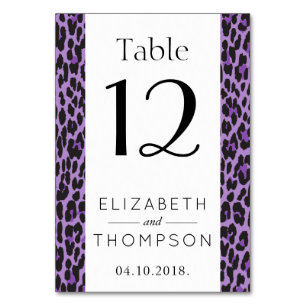 Leopardendrucke, Spots, Lila Leopard, Hochzeit Tischnummer
