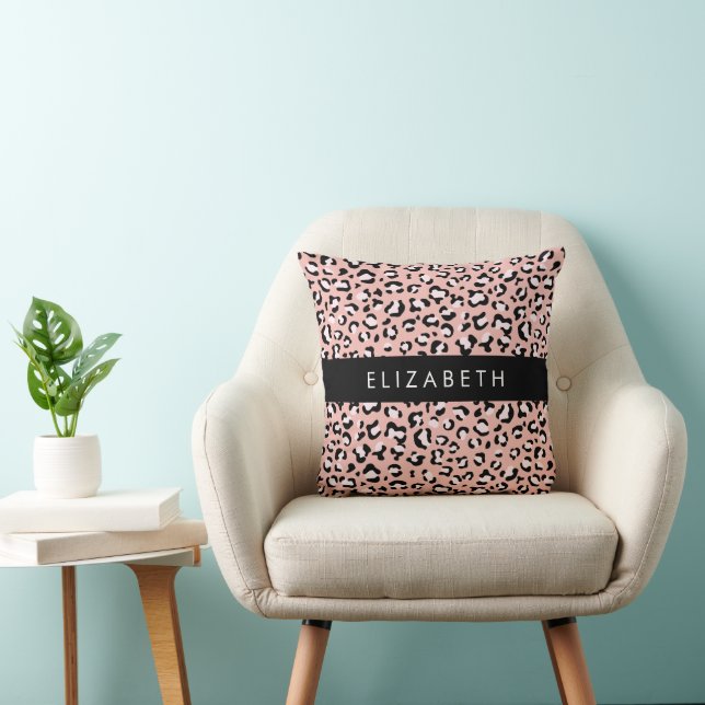 Leopardendrucke, Spots, rosa Leoparden, Ihr Name Kissen (Stuhl )