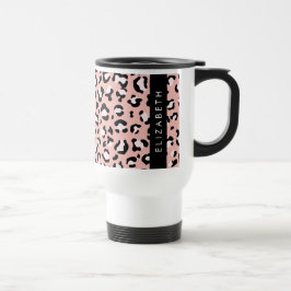 Leopardendrucke, Spots, rosa Leoparden, Ihr Name Reisebecher