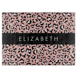 Leopardendrucke, Spots, rosa Leoparden, Ihr Name Schneidebrett