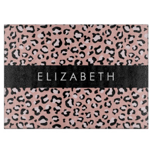 Leopardendrucke, Spots, rosa Leoparden, Ihr Name Schneidebrett