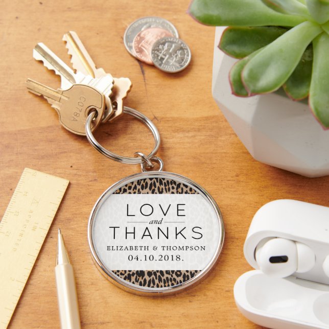 Leopardendruckerei, Spots, Brauner Leopard, Hochze Schlüsselanhänger (Schreibtisch)