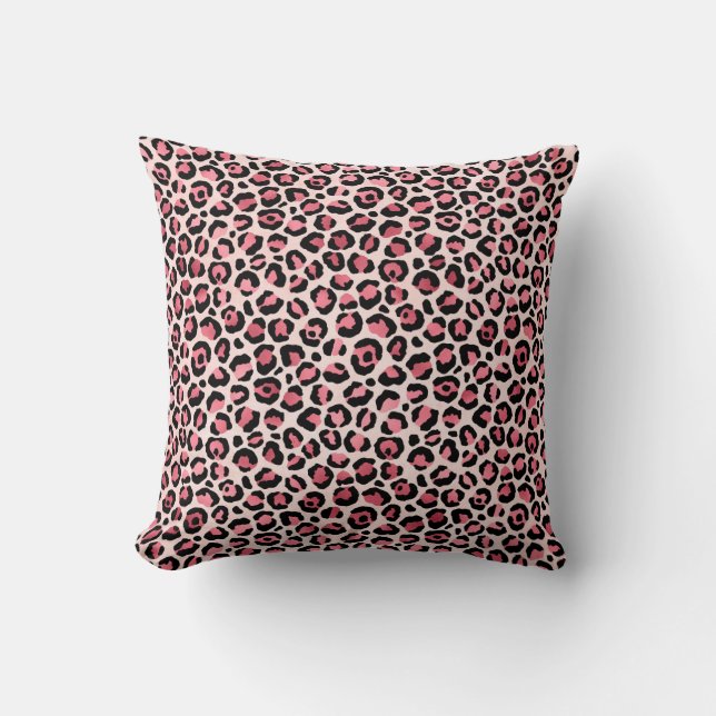 Leopardendruckmuster Pink und Braun beidseitig Kissen (Vorderseite)