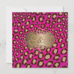 Leopardenflecken + Perlflecken/Vintag/heiß-pink Einladung