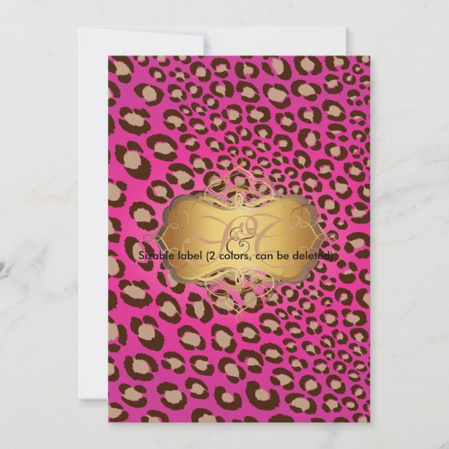 Leopardenflecken + Perlflecken/Vintag/heiß-pink Einladung (Vorderseite)