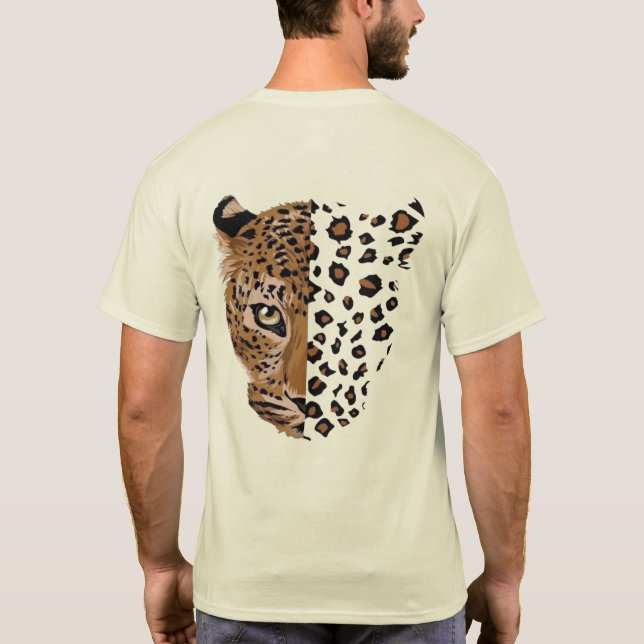 Leopardengesicht & Druck Split T-Shirt | Wildes Ti (Rückseite)