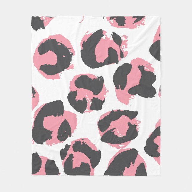 Leopardengürtel: Schwarz-Rosa-Textur Fleecedecke (Vorderseite)