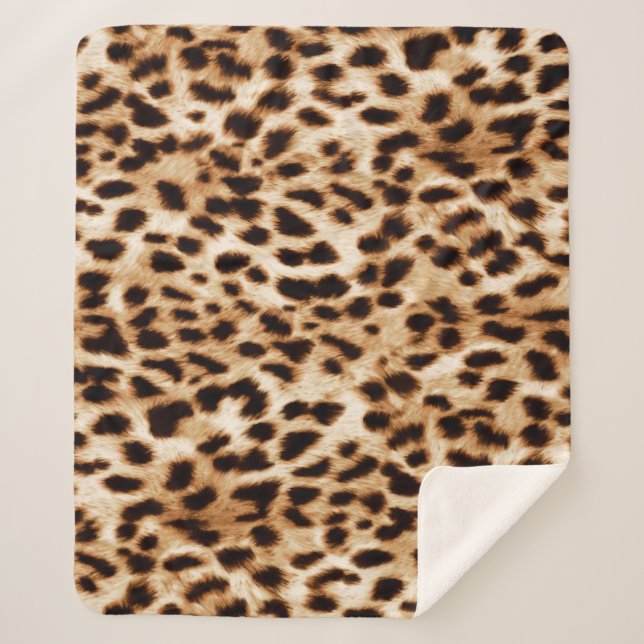 Leopardenhaut, authentisches Wildtiermuster. Sherpadecke (Vorderseite)