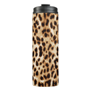 Leopardenhaut, authentisches Wildtiermuster. Thermosbecher