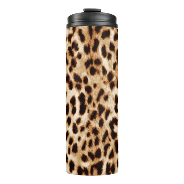 Leopardenhaut, authentisches Wildtiermuster. Thermosbecher (Vorderseite)