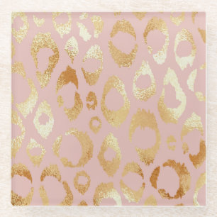 Leopardenhaut, goldene Rose Glasuntersetzer
