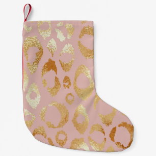 Leopardenhaut, goldene Rose Kleiner Weihnachtsstrumpf