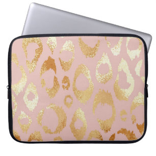 Leopardenhaut, goldene Rose Laptopschutzhülle