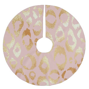 Leopardenhaut, goldene Rose Polyester Weihnachtsbaumdecke