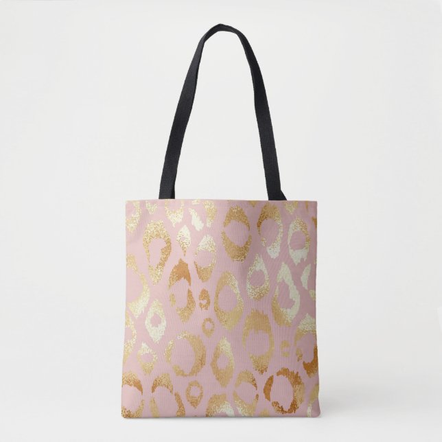 Leopardenhaut, goldene Rose Tasche (Vorderseite)