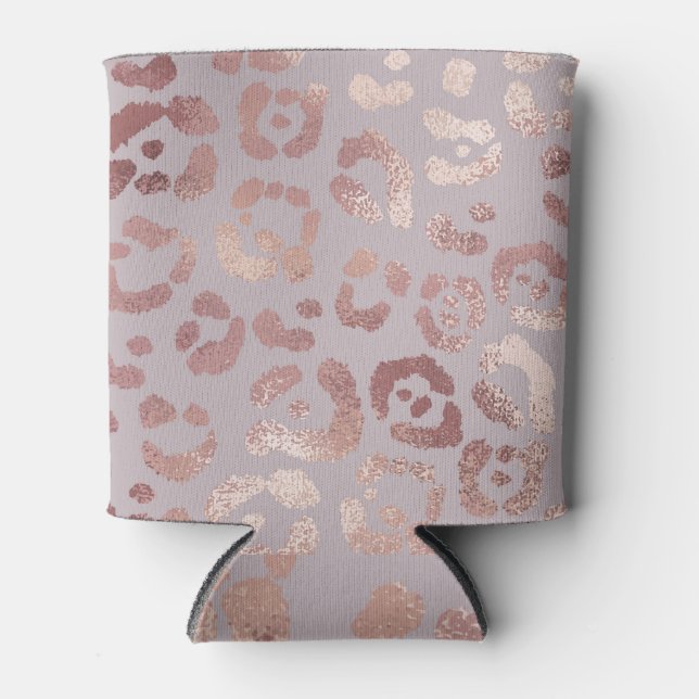 Leopardenhaut: Rose Gold Eleganz. Dosenkühler (Vorderseite)