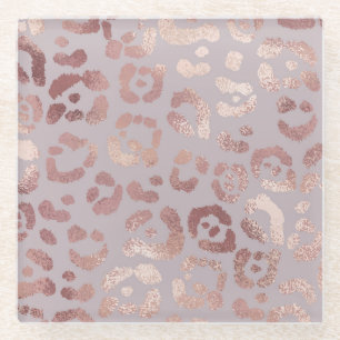 Leopardenhaut: Rose Gold Eleganz. Glasuntersetzer