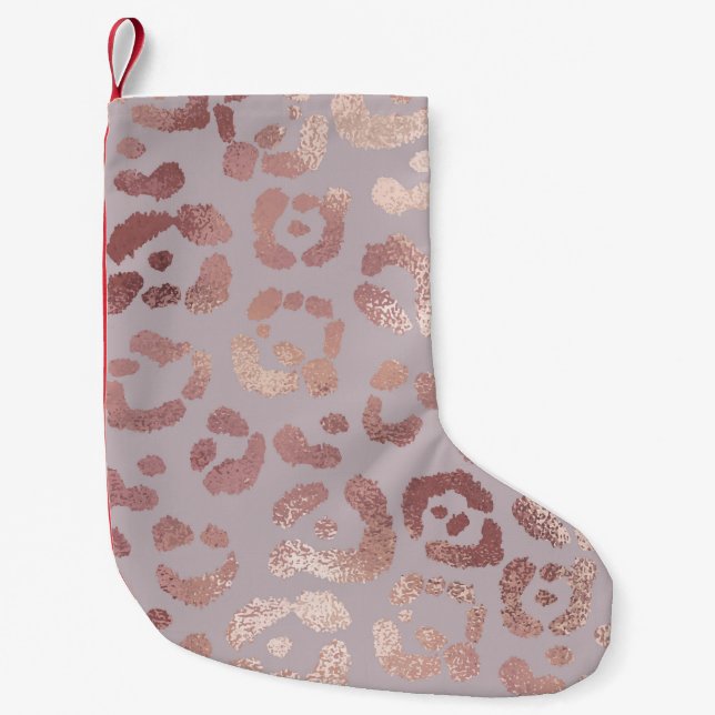 Leopardenhaut: Rose Gold Eleganz. Kleiner Weihnachtsstrumpf (Vorderseite)