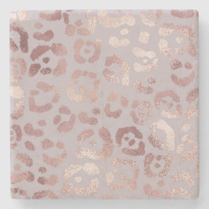 Leopardenhaut: Rose Gold Eleganz. Steinuntersetzer