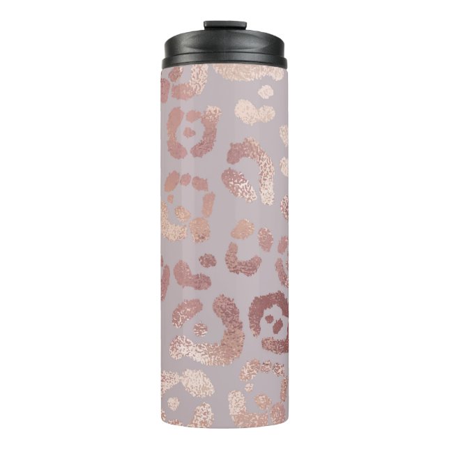 Leopardenhaut: Rose Gold Eleganz. Thermosbecher (Vorderseite)