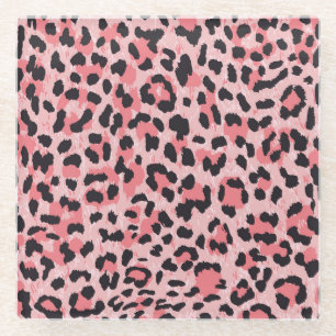 Leopardenhaut: Vintage nahtlose Textur Glasuntersetzer