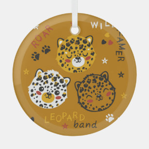 Leopardenkatze: Niedliches T-Shirt Zeichnend Ornament Aus Glas
