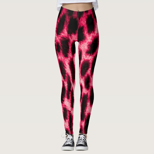Leopardenleder: Rot-Schwarz-Textur. Leggings (Vorderseite)