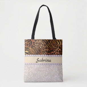 Leopardenlederhaut - rosa Diamantkristalle aus Gli Tasche