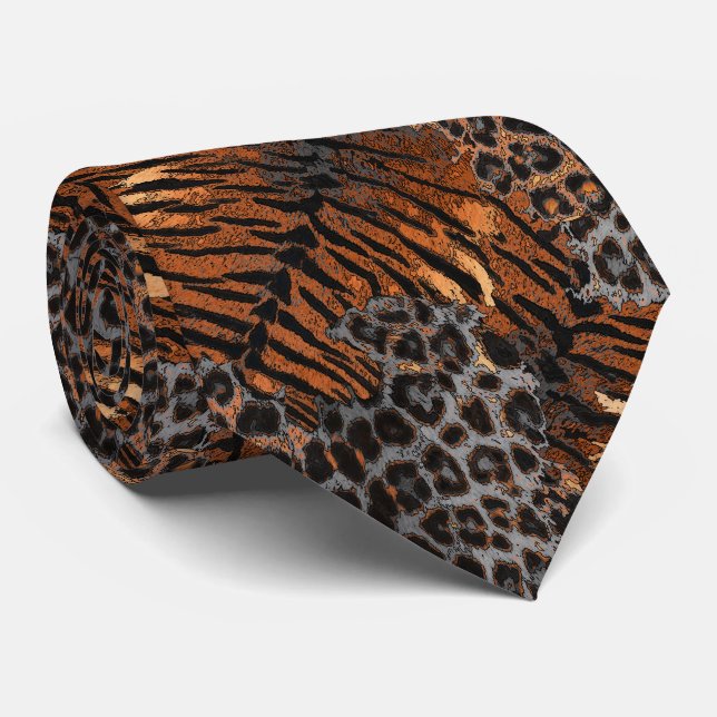 Leopardenlederhaut, trendy, gepunktet gestreifte K Krawatte (Gerollt)