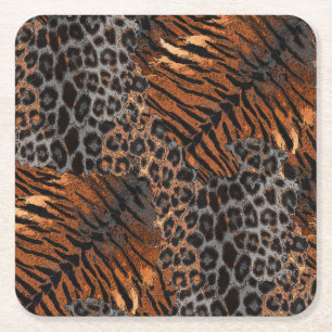 Leopardenledermode Rechteckiger Pappuntersetzer