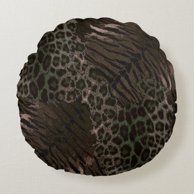 Leopardenledermode Rundes Kissen (Vorderseite)