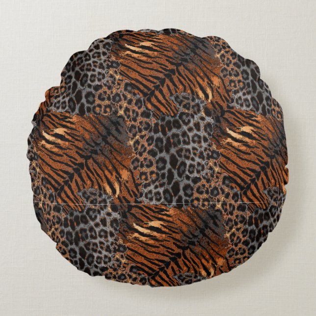 Leopardenledermode Rundes Kissen (Vorderseite)