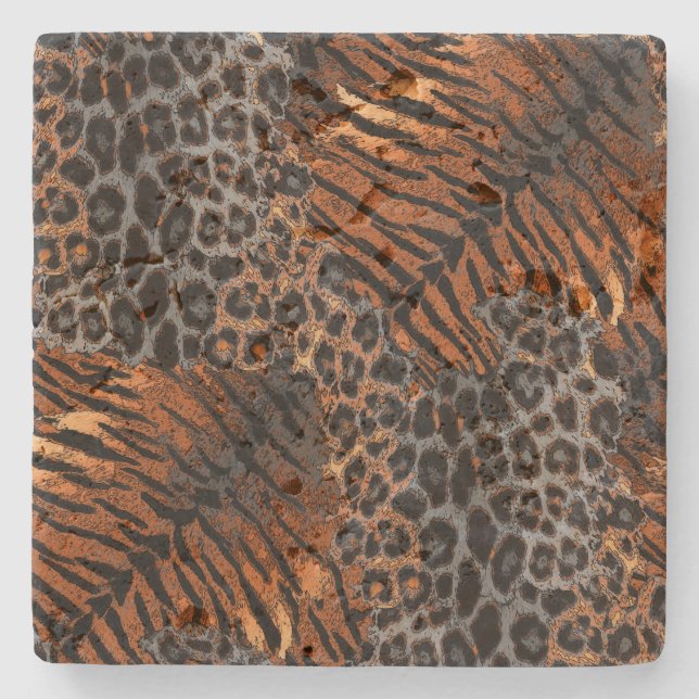 Leopardenledermode Steinuntersetzer (Vorderseite)