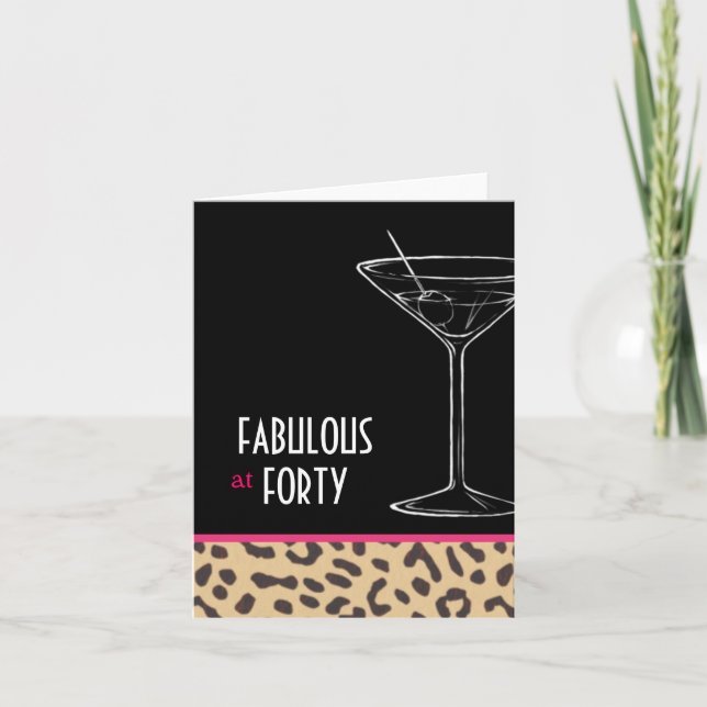 Leopardenmartini Geburtstag Karte (Vorderseite)
