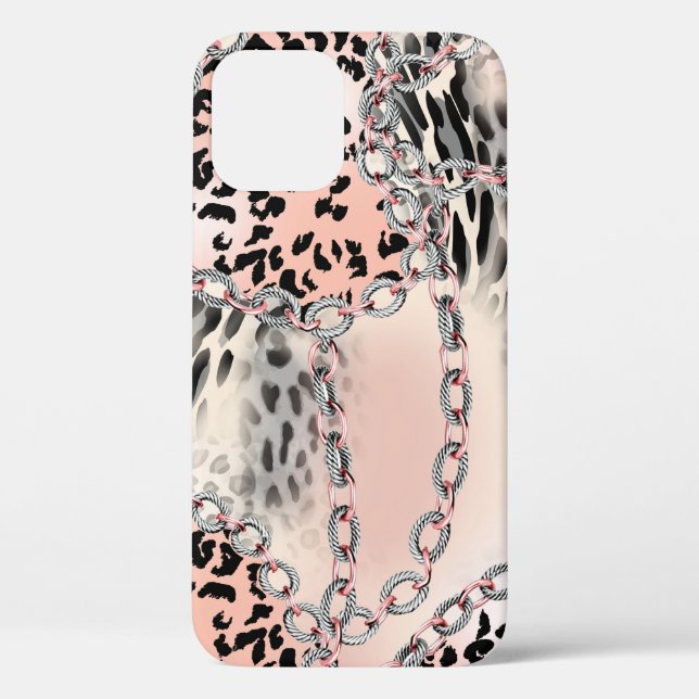 Leopardenmuster, Blume, Kette, Rose Case-Mate iPhone Hülle (Rückseite)
