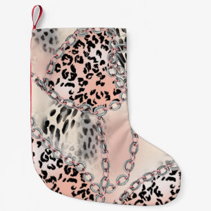 Leopardenmuster, Blume, Kette, Rose Kleiner Weihnachtsstrumpf