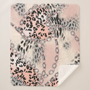 Leopardenmuster, Blume, Kette, Rose Sherpadecke