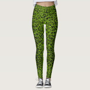 Leopardenmuster des grünen Glitzer Leggings