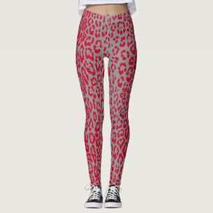 Leopardenmuster in Rot und Grau Leggings