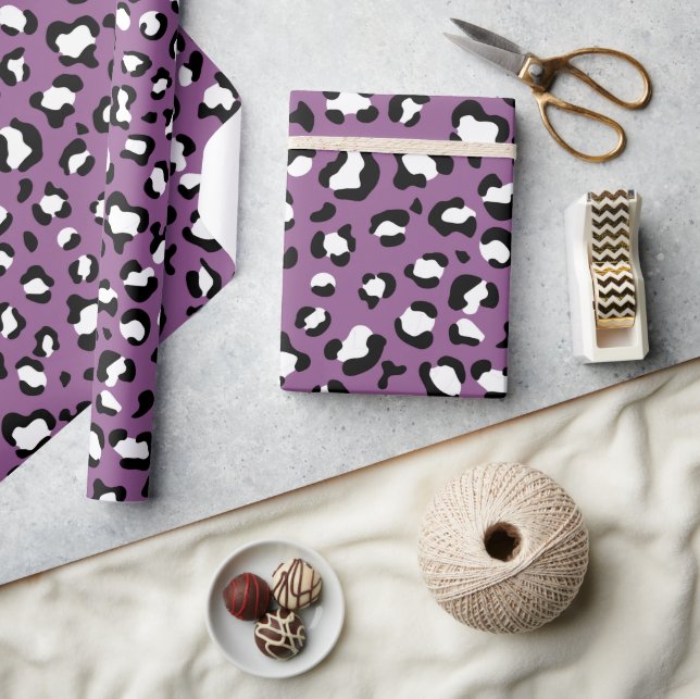 Leopardenmuster, Leoparden, Lila Leopard Geschenkpapier (Kunsthandwerk)