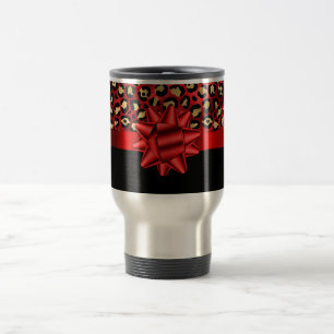 Leopardenmuster Rot, Gold und Schwarz mit roter Sc Reisebecher