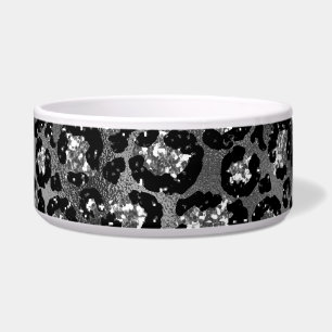 Leopardenmuster Schwarz und Silber Grau Napf